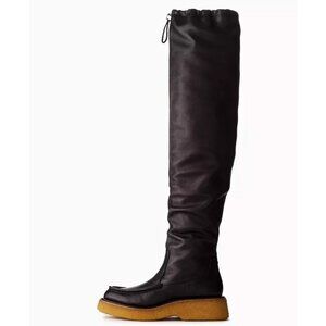 $850 RAG & BONE Scout OVER THE KNEE BOOT BLACK CHUNKY LEATHER 37  (DB30)
